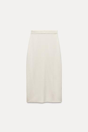 FALDA MIDI PUNTO LISO - Crudo de Zara