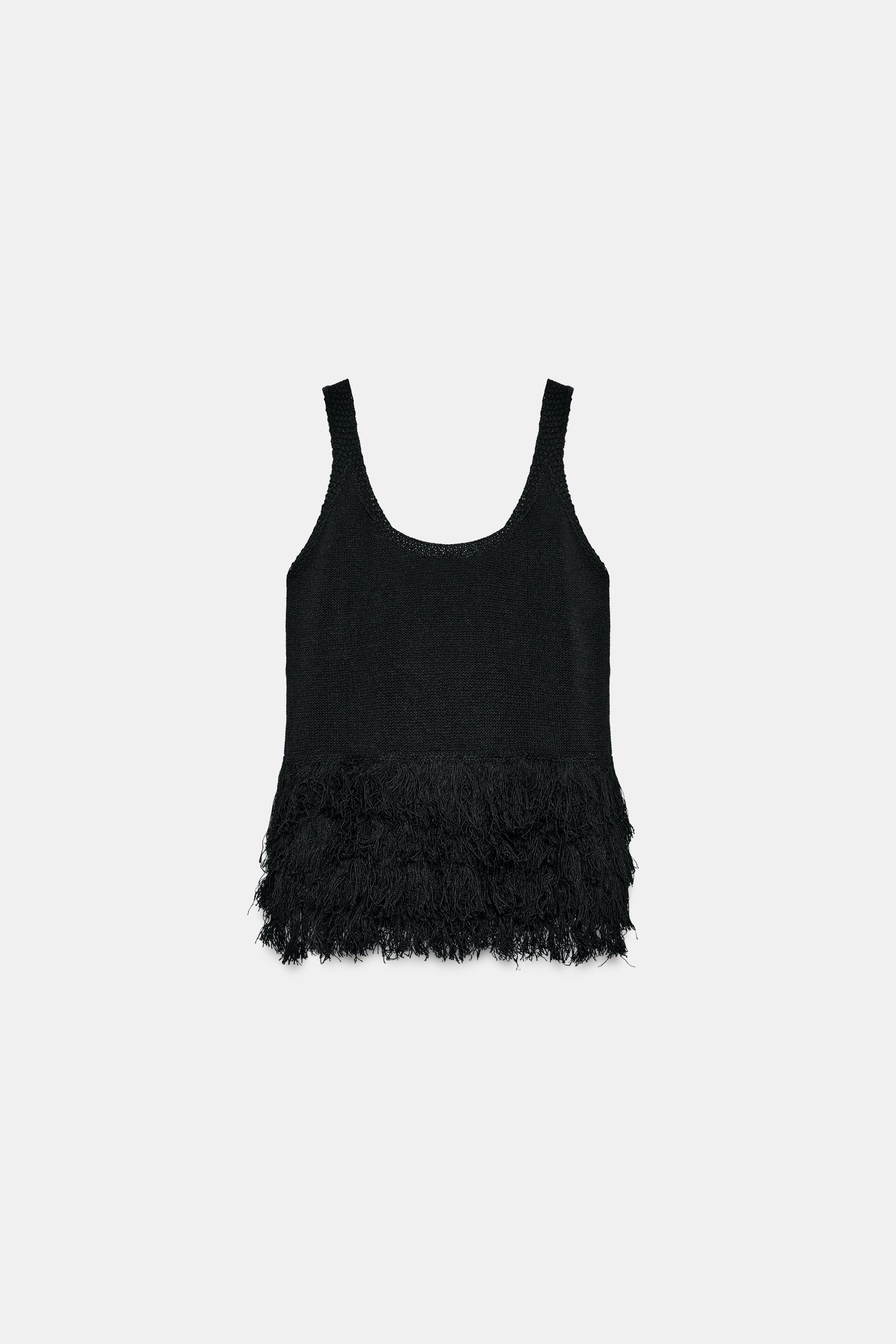 Женские свитеры Zara FRINGED KNIT TOP — фото 6