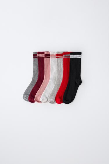 7-PACK OF STRIPED LONG SOCKS - Pink by Zara