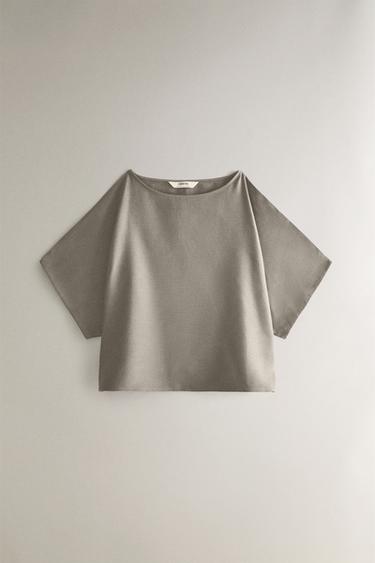 CAMISA YOGA DE LINHO - Cinzento da Zara