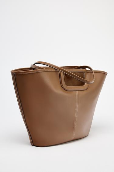 GROSSER SHOPPER MIT STEPPNAHT - Dunkles Rostbraun von Zara