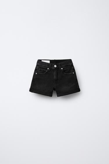 Zara STRETCH DENIM SHORTS - Black - Image 0