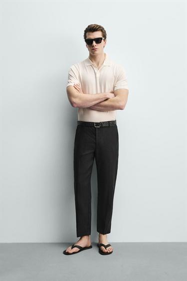 PANTALON REGULAR FIT 100% LIN - Noir de Zara