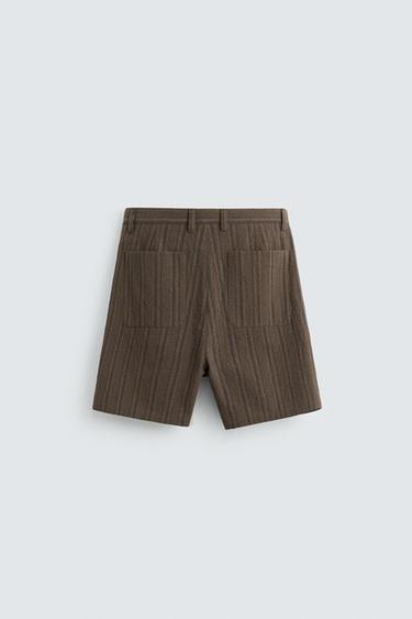 BERMUDA REGULAR FIT RAYURES - Marron de Zara - Image 7