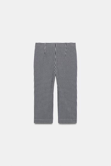 GINGHAM CHECK CAPRI TROUSERS - Navy / White by Zara - Image 7