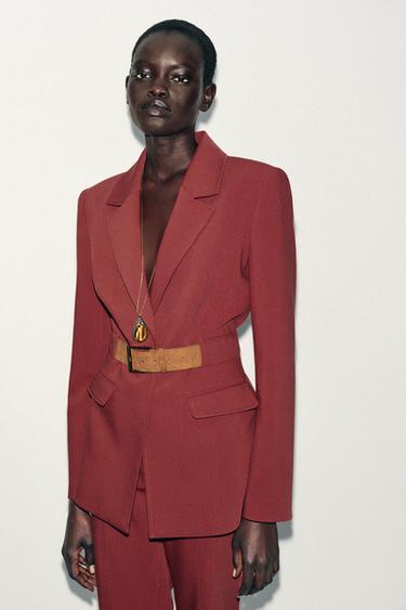 BLAZER CEINTURE LARGE - MARSALA de Zara - Image 1