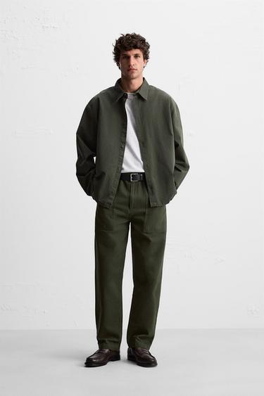 CAMISA RELAXED FIT EFEITO LAVADO - Verde-cinza da Zara - Imagem 0