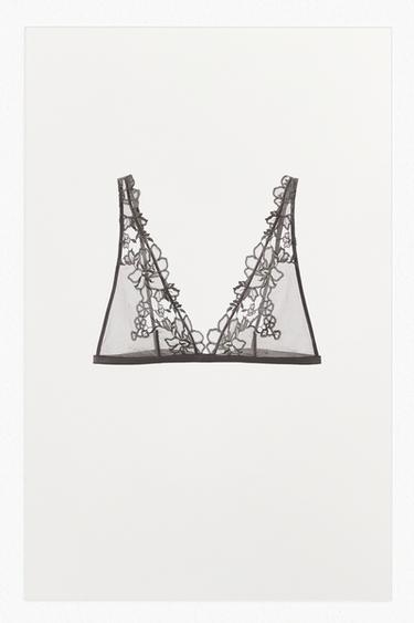 حمالة صدر مثلثة بتطريزات - رمادي الخاص بـ Zara