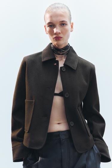 CHAQUETA SOFT BOLSILLOS - Marrón de Zara