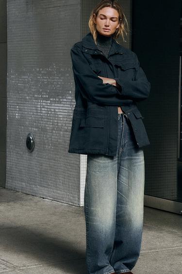 JEANS CINTURILLA DOBLADA TRF TIRO MEDIO - Marino de Zara