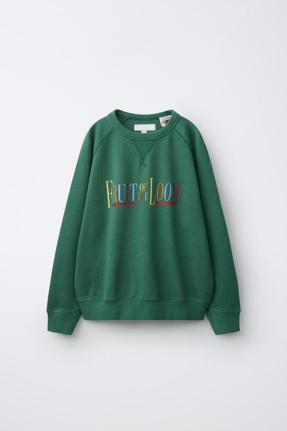FRUIT OF THE LOOM™ EMBROIDERED SWEATSHIRT - Green by Zara - Image 0