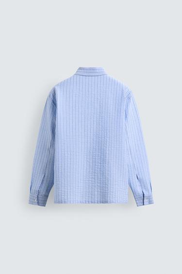 CREASED-EFFECT STRIPED SHIRT - Sky blue by Zara - Image 7