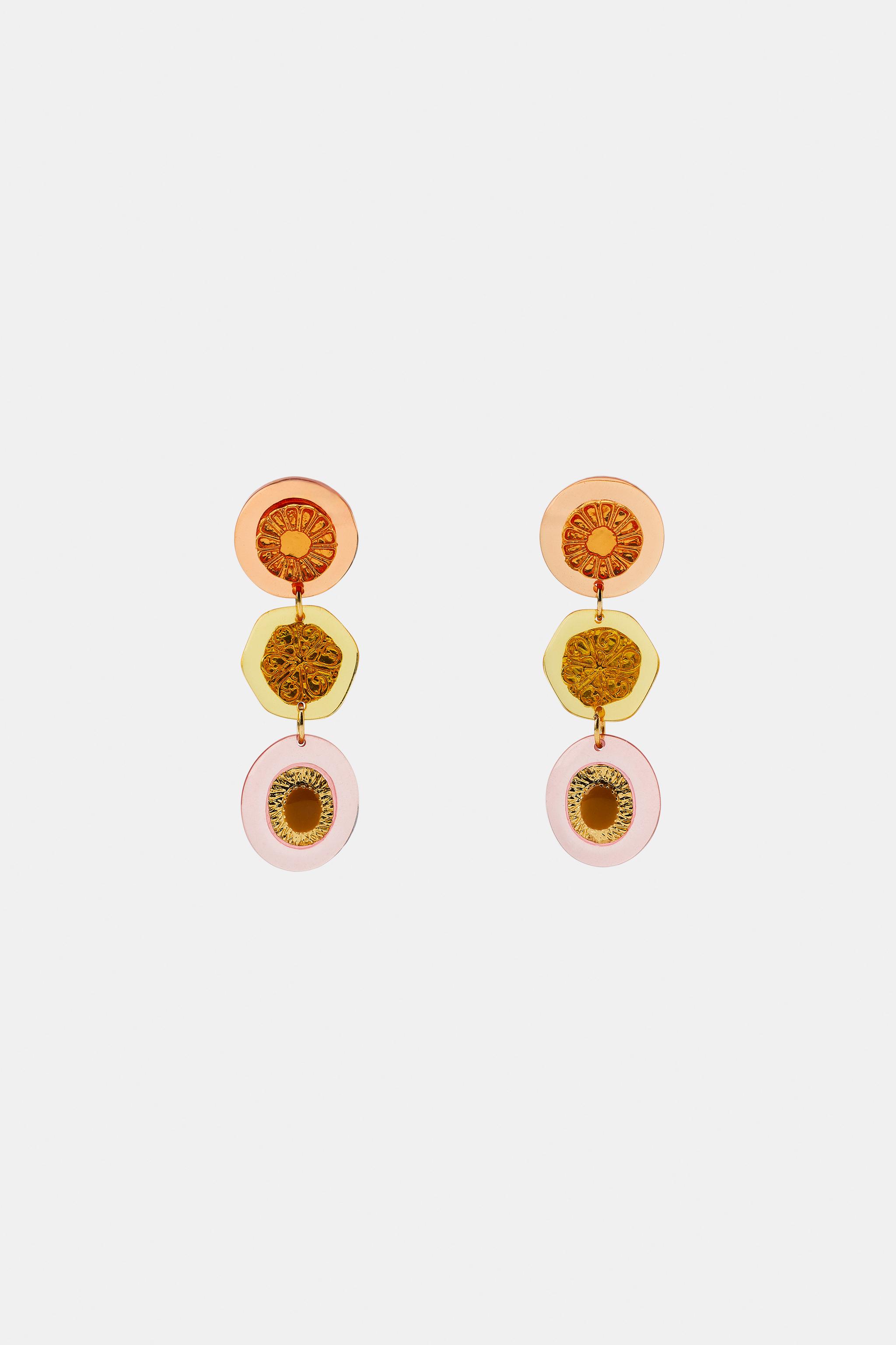 RESIN FLOWER STONE EARRINGS — Multicolored