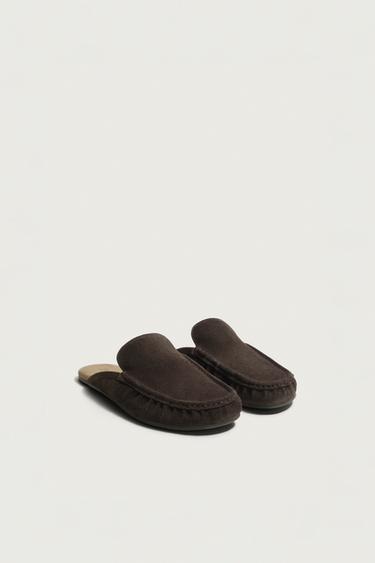 LEATHER MULE LOAFERS - Brown by Zara