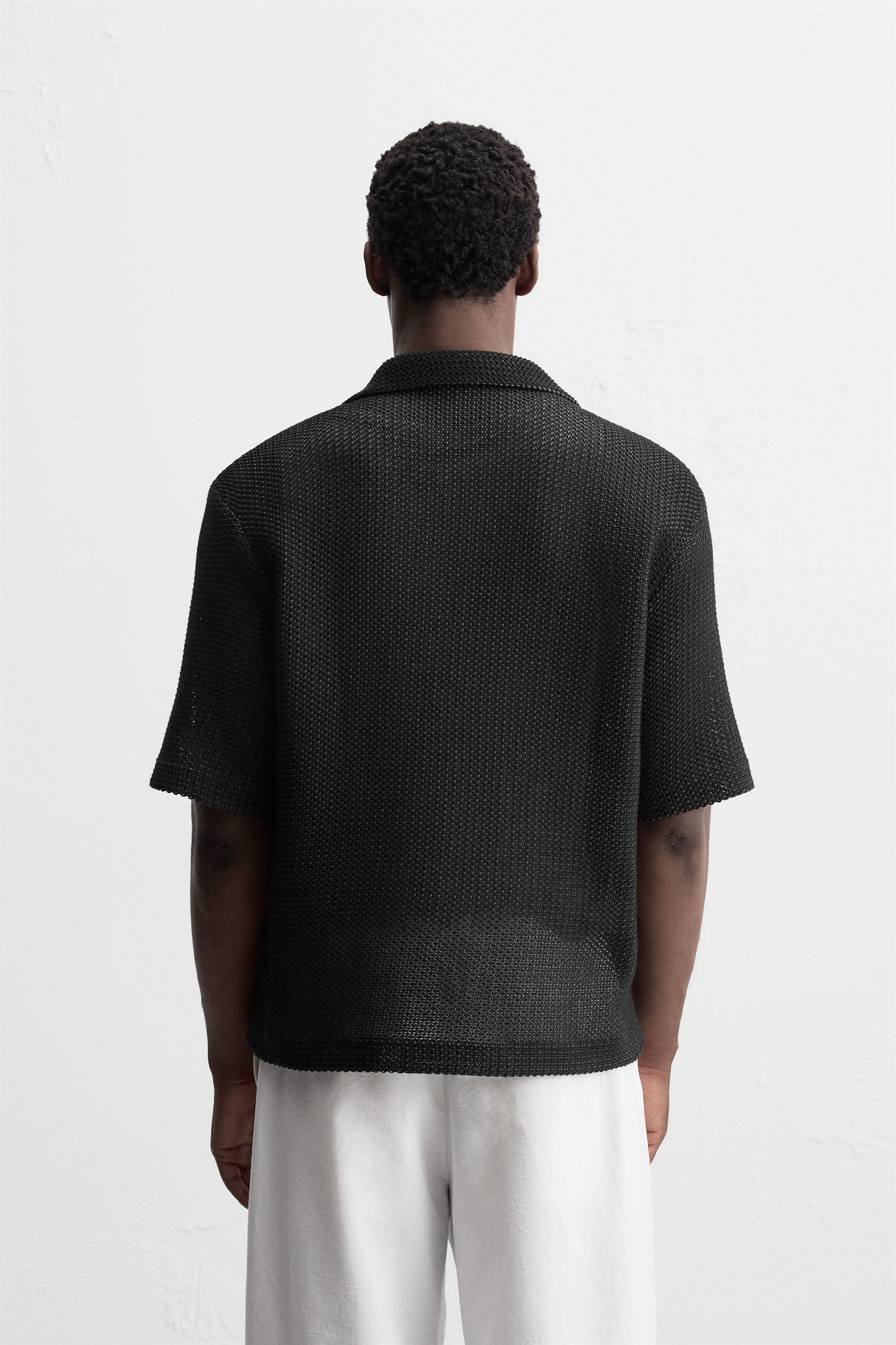 OPEN WEAVE TEXTURED SHIRT