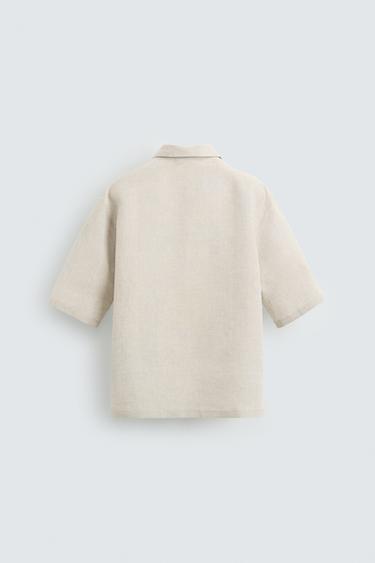 CHEMISE POLO 100 % LIN - Beige clair de Zara - Image 7