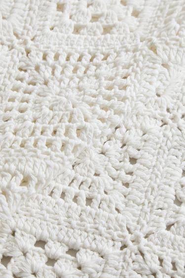 PATCHWORK CROCHET COTTON BEDSPREAD - White by Zara - Image 3