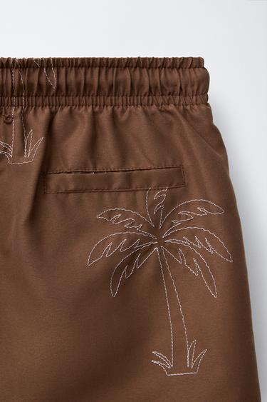 6-14 ANS/ SHORT DE BAIN BRODÉ PALMIERS - Marron de Zara - Image 3