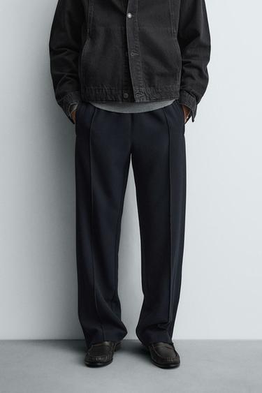 FLOWING TROUSERS WITH ZIPS - Navy blue by Zara