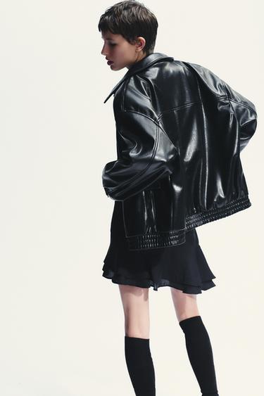 BLOUSON BOMBER EN MATIÈRE SYNTHÈTIQUE - Noir de Zara - Image 4