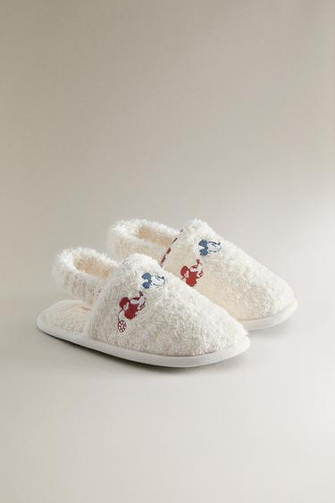 KIDS' MICKEY & MINNIE ©DISNEY TERRY BATH SLIPPERS - White by Zara - Image 1