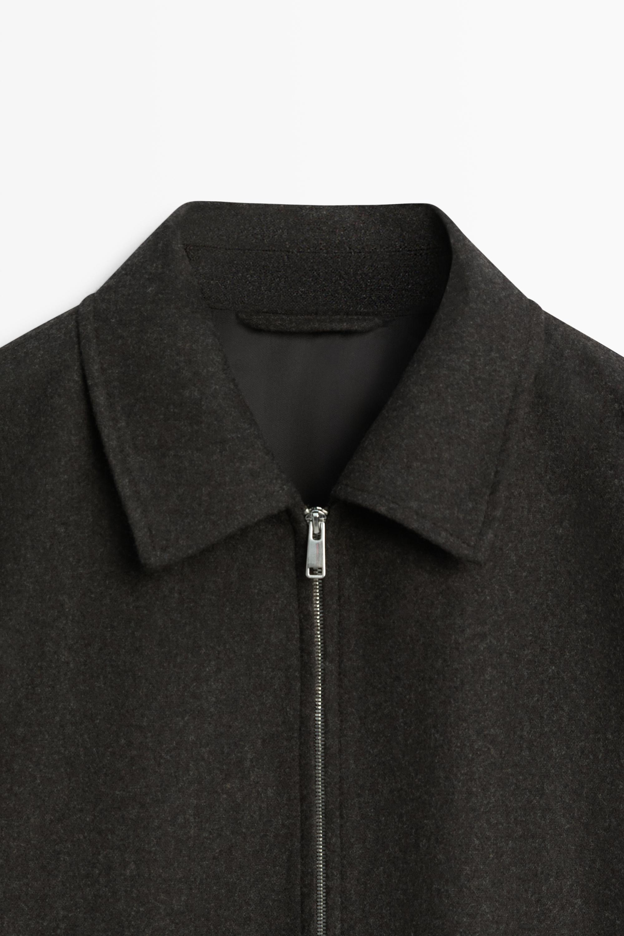 Wool-blend flannel bomber, total look