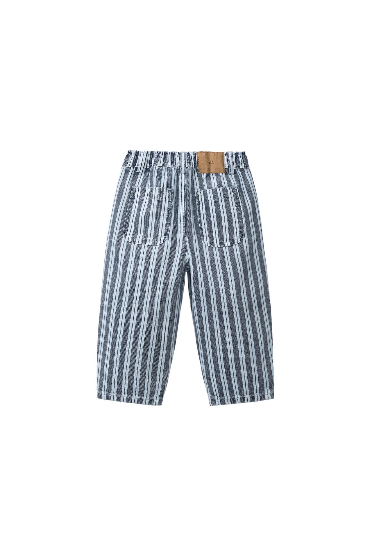 STRIPED BAGGY JEANS — Blue / White