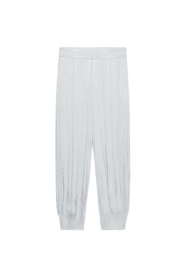 SATIN SAROUEL TROUSERS - Silver by Zara