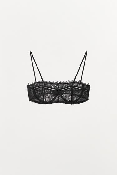 Zara Siyah - BALENLİ FİLE DANTEL SÜTYEN