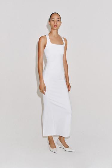 LONG POLYAMIDE BLEND DRESS - White by Zara