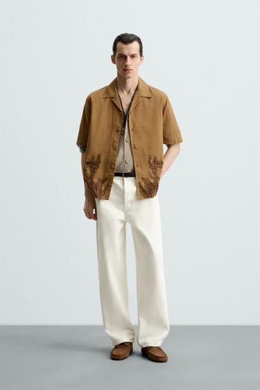 CAMISA RELAXED FIT RELIEVE - Ocre de Zara - Imagen 0