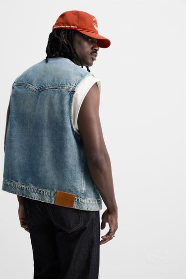 WASHED DENIM WAISTCOAT - Mid-blue by Zara - Image 5