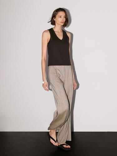 T-shirt col V en coton mercerisé - Marron de Zara - Image 0