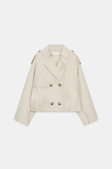 CAZADORA CRUZADA BOTONES - Hueso de Zara