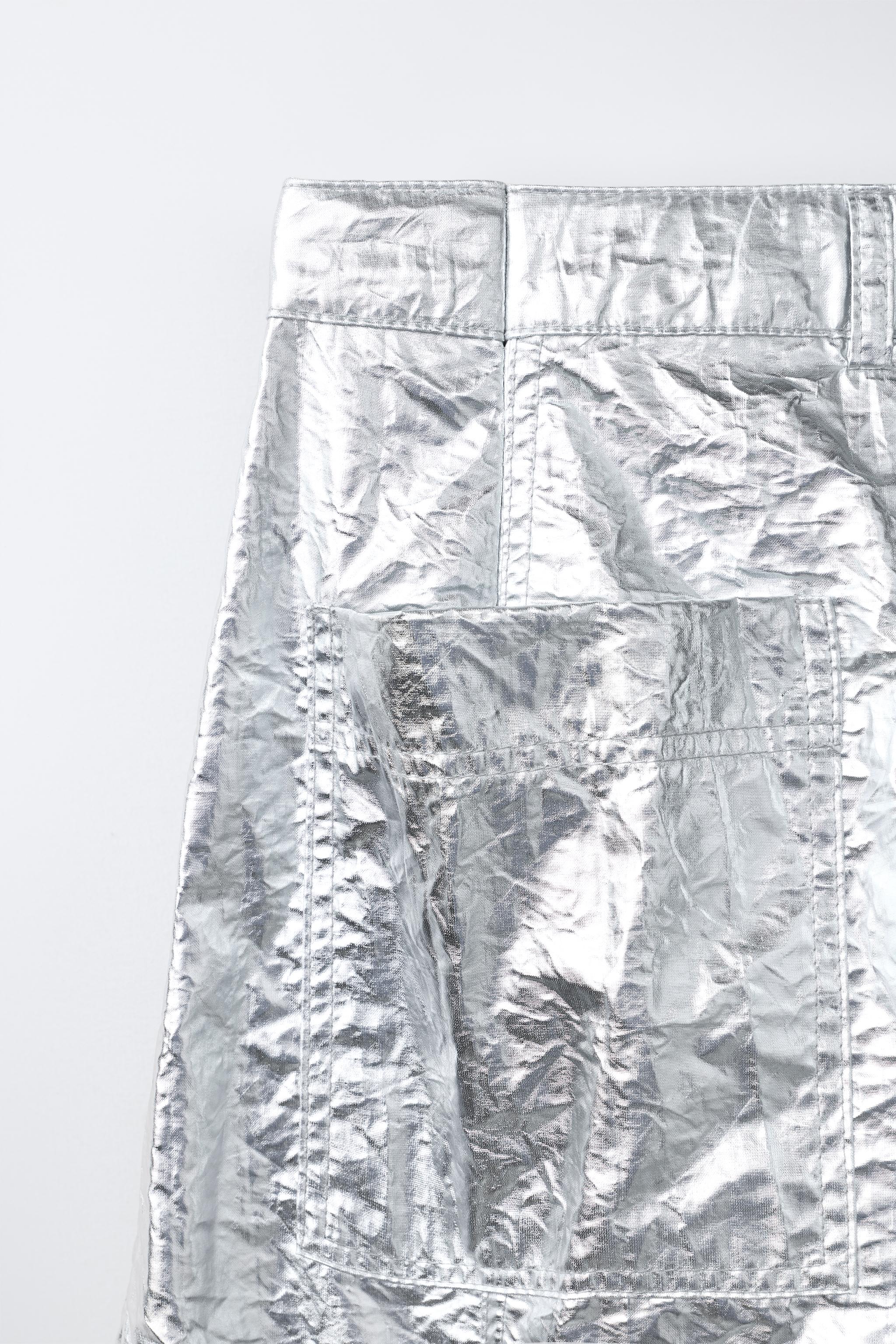METALLIC BARREL PANTS - Silver | ZARA United States
