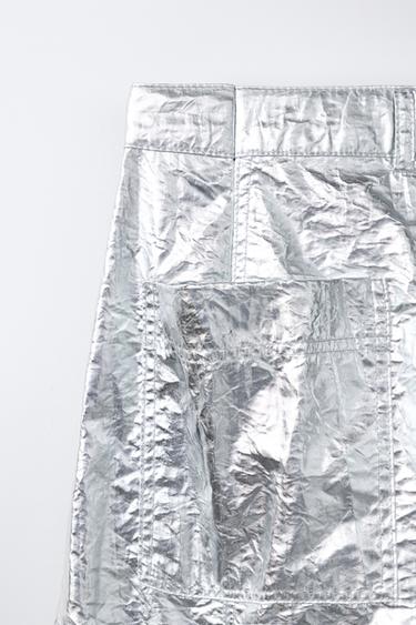 METALLIC BARREL TROUSERS - Silver by Zara - Image 3