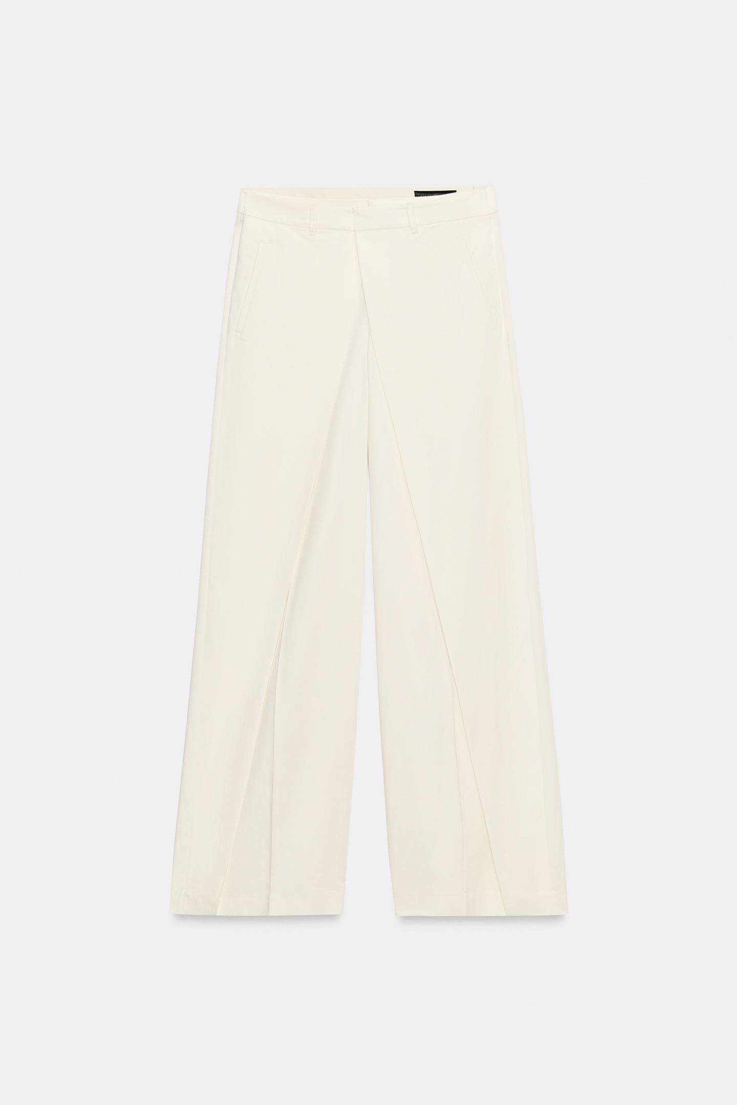 Женские брюки Zara Pleated Wide Leg Pants ZW Collection, цвет: Экрю — фото 6