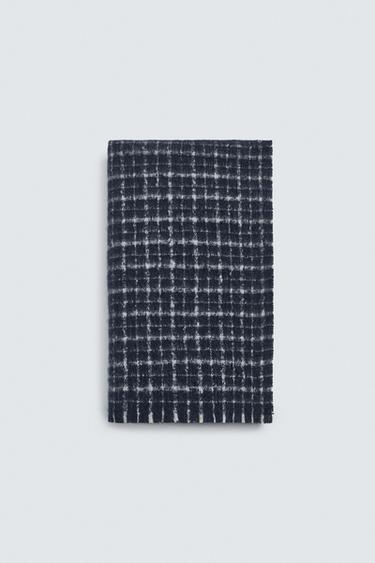 BRUSHED CHECK SCARF - Navy blue by Zara