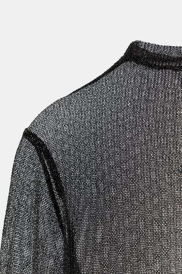 METALLIC THREAD TOP - Black by Zara