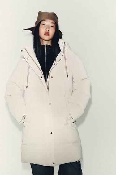 RUBBERISED WINDPROOF SEMI-LONG ANORAK - Ecru by Zara