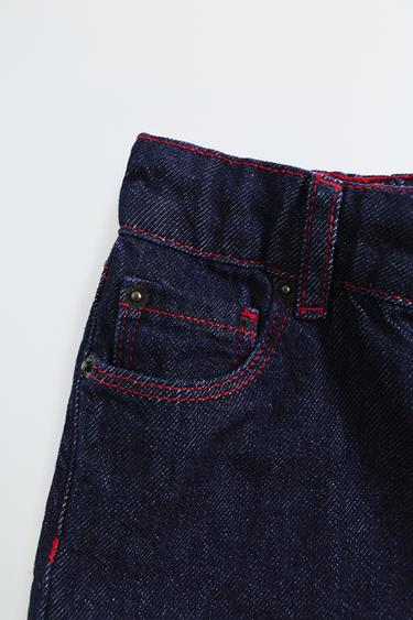 ZARA TIMELESS - JEANS STRAIGHT PESPUNTES CONTRASTE - Azul de Zara