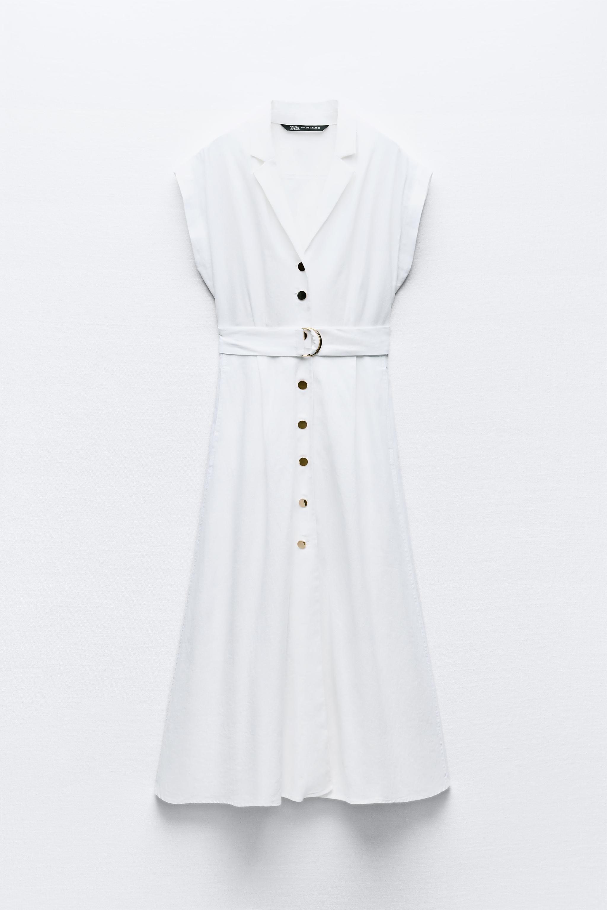 ROBE CHEMISE AVEC CEINTURE - Blanc | ZARA France