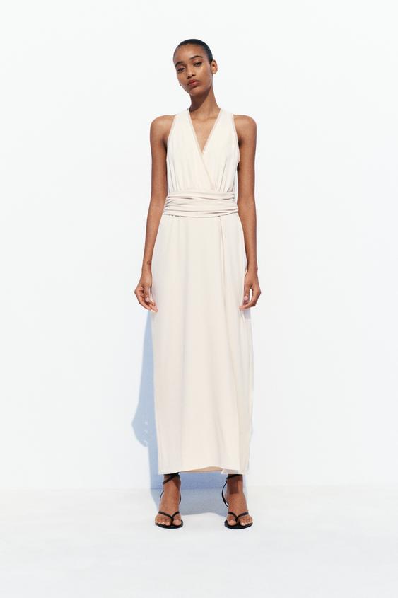 Zara - satin effect slip dress white