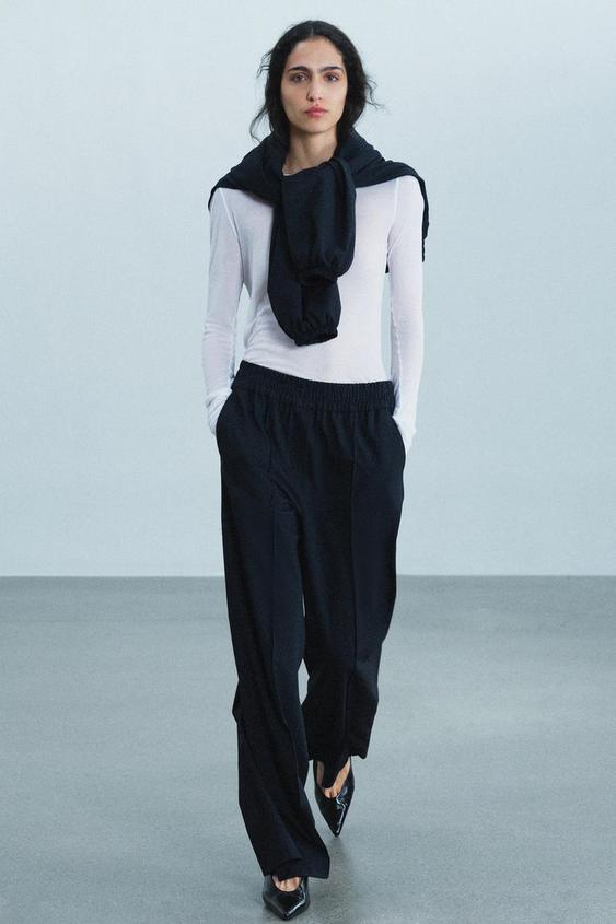 ZW COLLECTION FLOWING TROUSERS WITH WOOL BLEND - Navy blue by Zara - Image 0