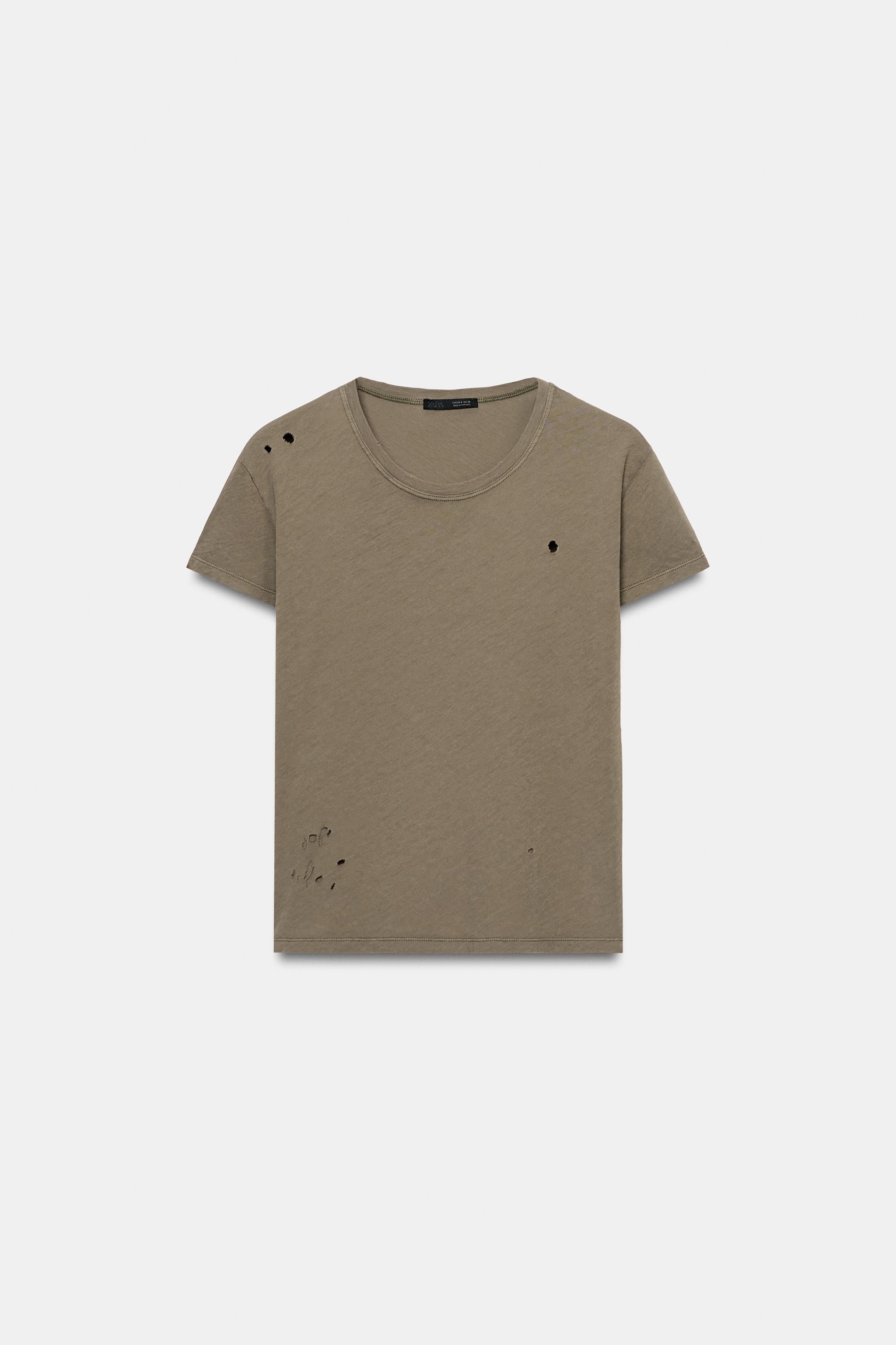 YIRTMAÇLI KISA KOLLU T-SHIRT - Görsel 4