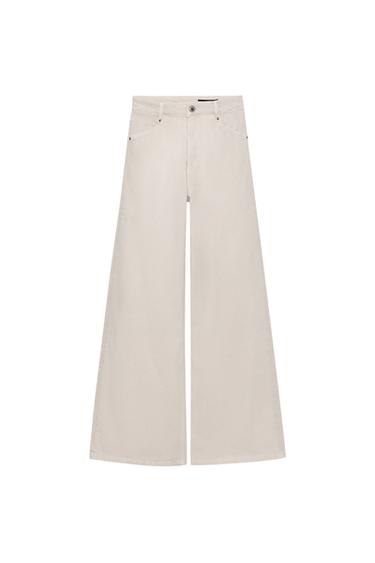 JEANS ZW COLLECTION WIDE LEG CINTURA ALTA - Cinza-pérola da Zara