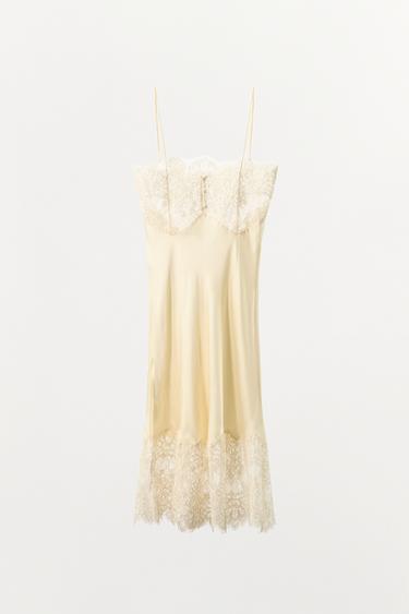 ROBE STYLE LINGERIE SATINÉE DENTELLE - Écru de Zara - Image 5