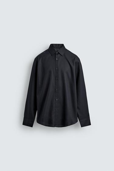 Zara EASY CARE 系列紋理襯衫 - 海藍色