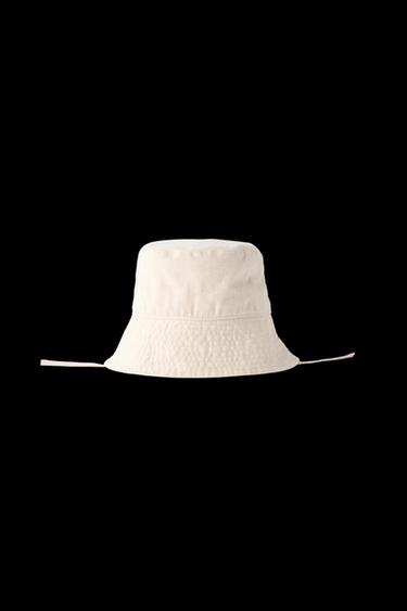 Zara COTTON LINEN BUCKET HAT - Sand - Image 0