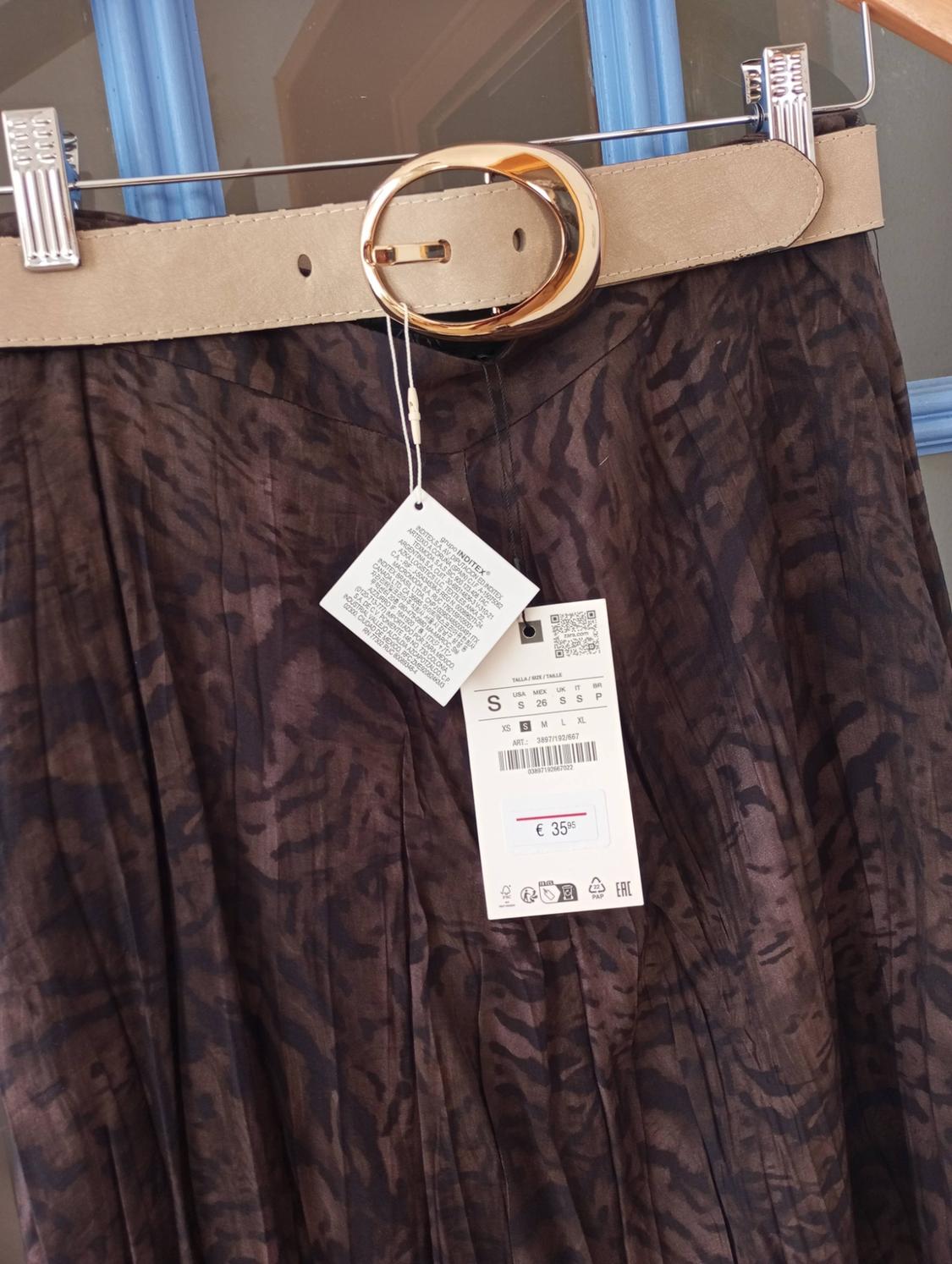 PRINTED MIDI SKIRT WITH BELT - Image 3